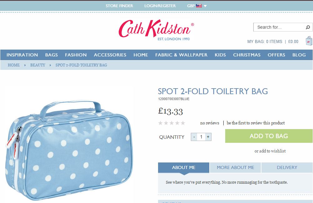 cath kidston 2 fold toiletry bag